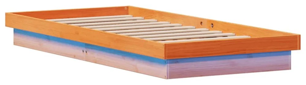 viaszbarna tömör fenyőfa LED-es ágykeret 100 x 200 cm