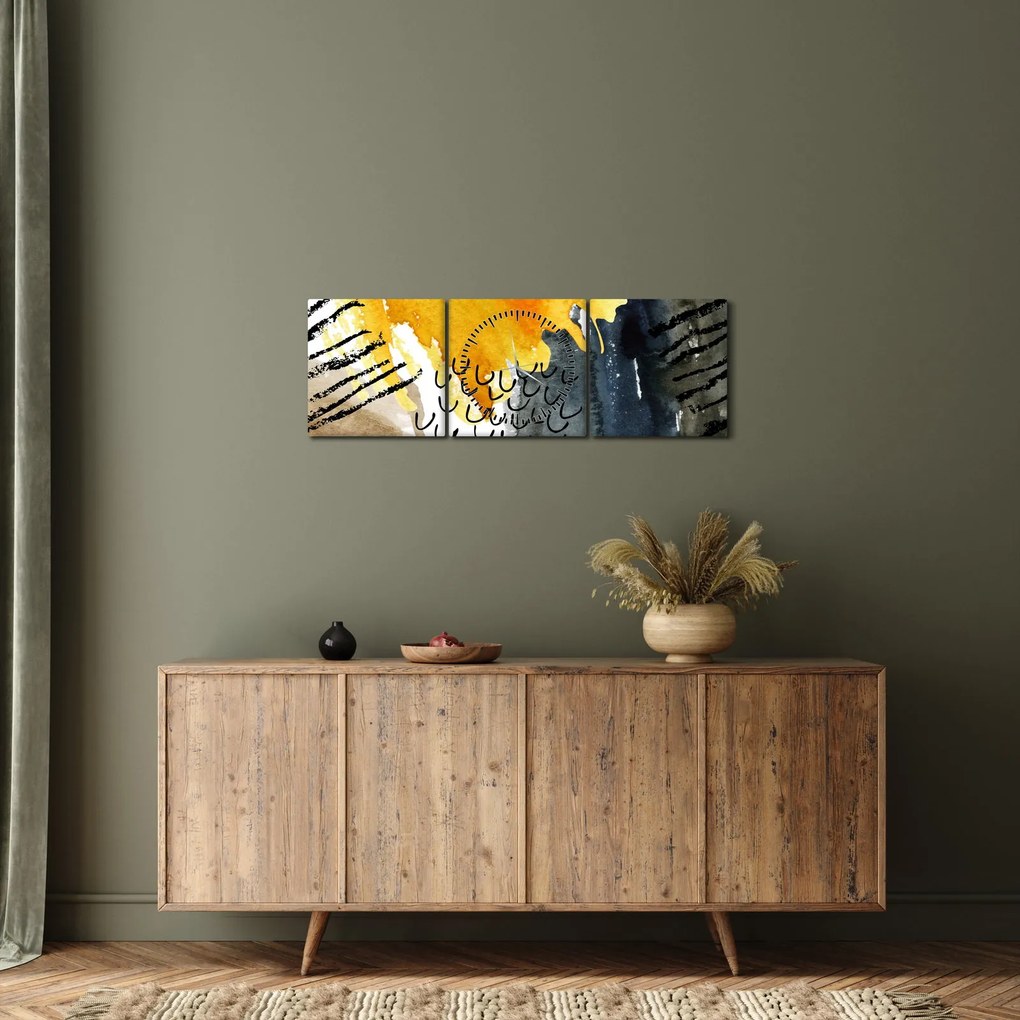 Kép - Absztrakt akvarell (órával) (90x30 cm)