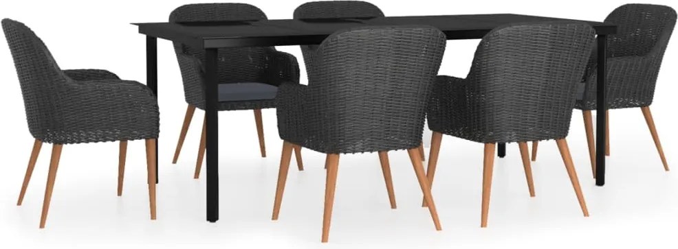 vidaXL 7 részes szürke kerti étkezőgarnitúra párnákkal