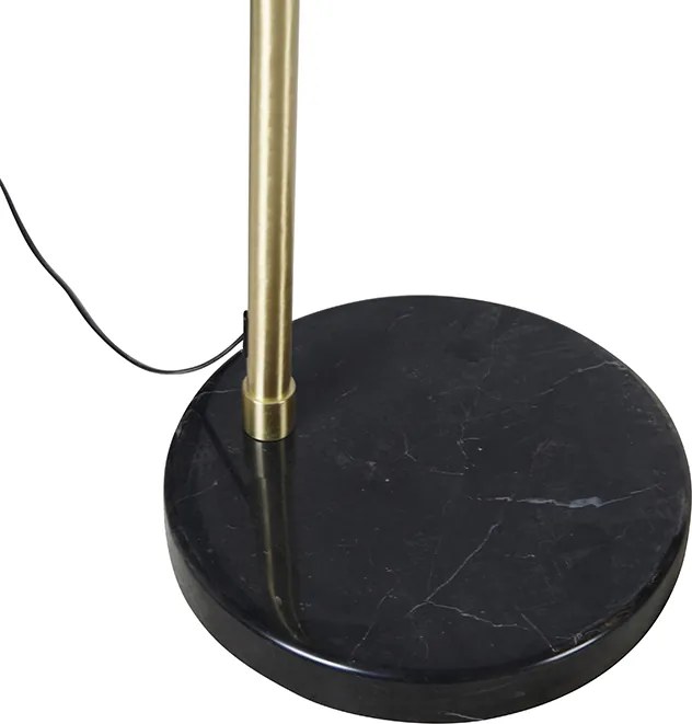 Ív lámpa sárgarézzel, márványtal és szürke szövetbúrával 45 cm - XXL