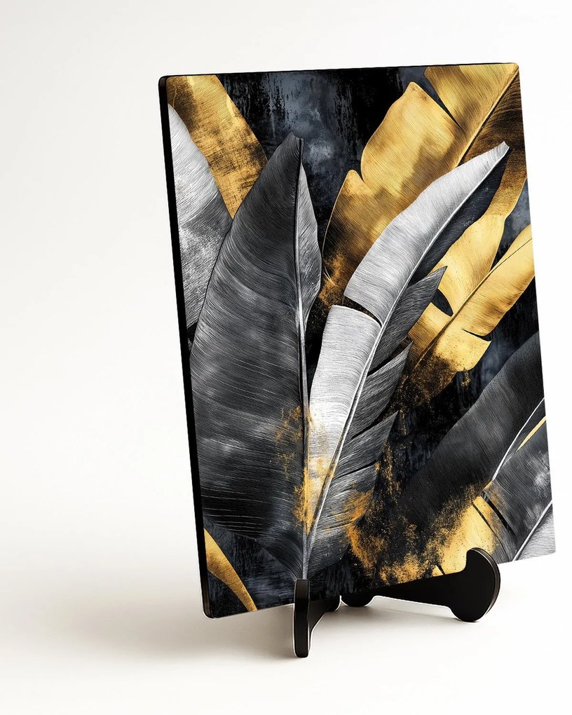 DUBLEZ | Modern kép - Arany trópusi levelek