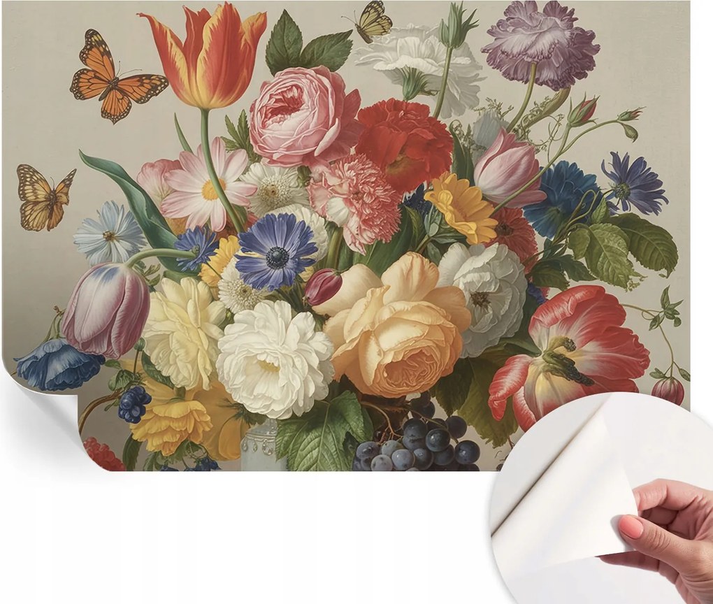 Öntapadós Dekoratív Fotótapéta Hálószobába Virágok és pillangók 152x104 cm