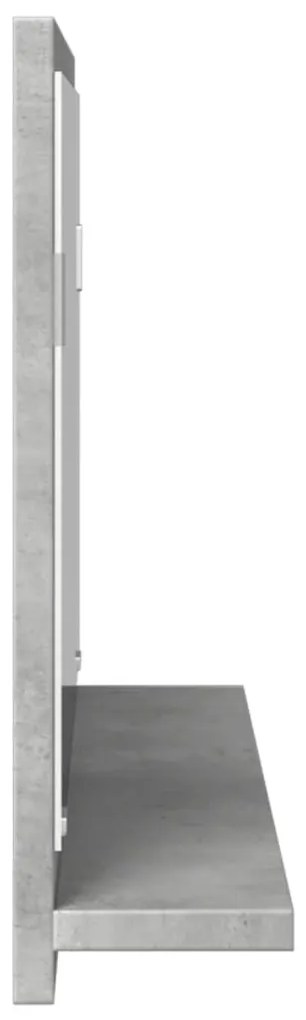 betonszürke szerelt fa tükrös fürdőszobaszekrény 90x11x37 cm