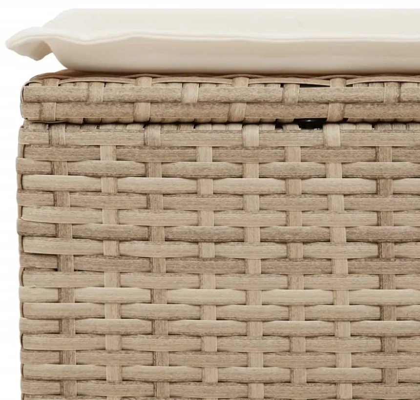 bézs polyrattan kerti szék párnával 55 x 55 x 37 cm