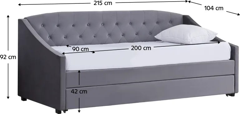Kihúzható ágy, szürke, ALODA