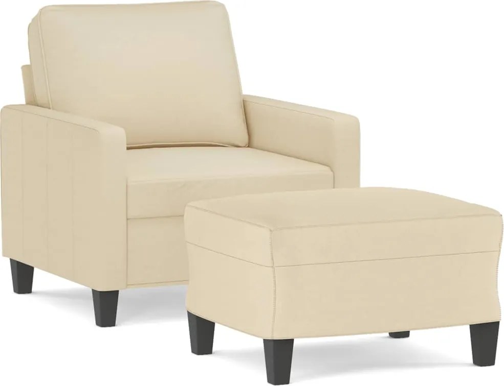 vidaXL krémszínű szövet kanapéfotel lábtartóval 60 cm