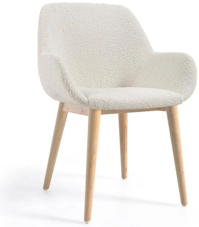 Fehér kárpitozott étkezőfotel Konna – Kave Home