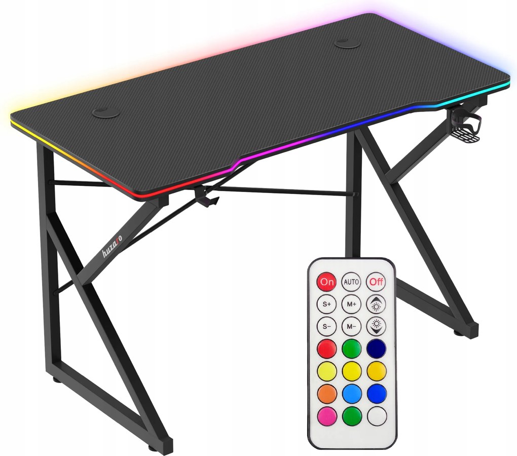 Kicsi gamer íróasztal Huzaro fekete Rgb LED-es ifjúsági számítógépasztal