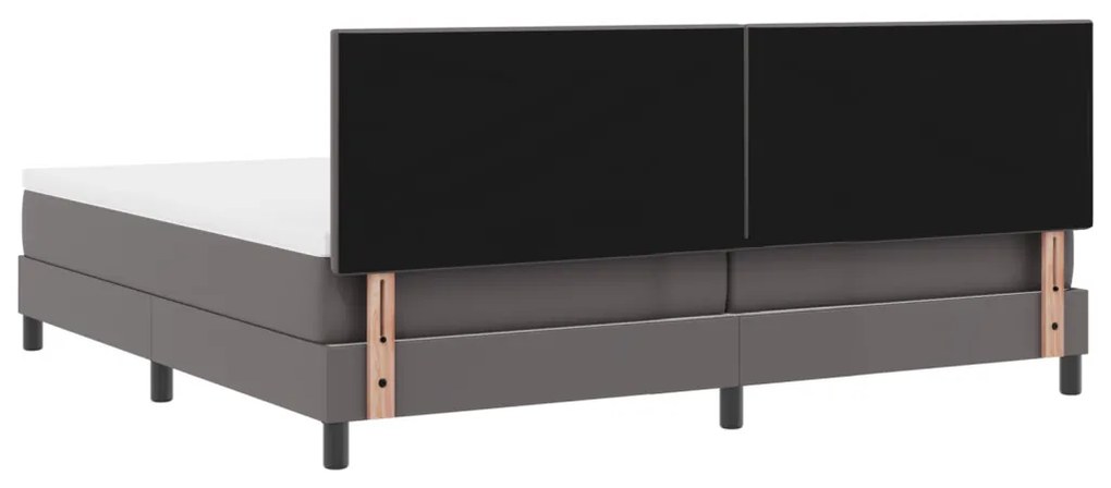 Boxspring Ágy Matraccal Szürkében, 200x200 cm, Műbőr.