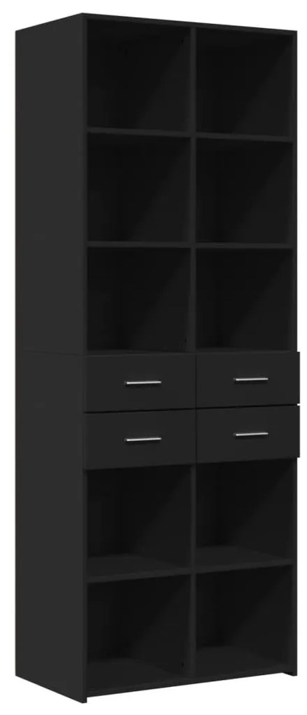 fekete szerelt fa magasszekrény 70 x 42,5 x 185 cm