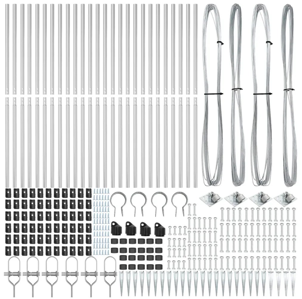 Kerítési Oszlopok Cövek Felszereléssel 26 db Ø32 mm 180 cm Horganyzott Acél