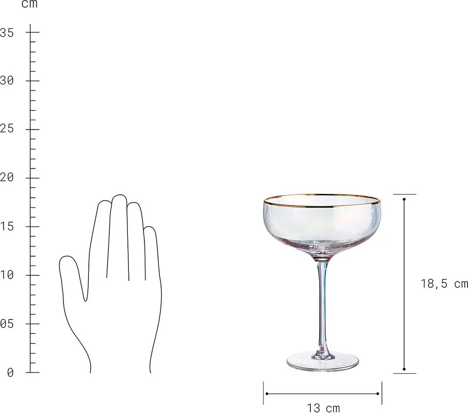 SMERALDA pezsgős pohár arany szegéllyel 400ml