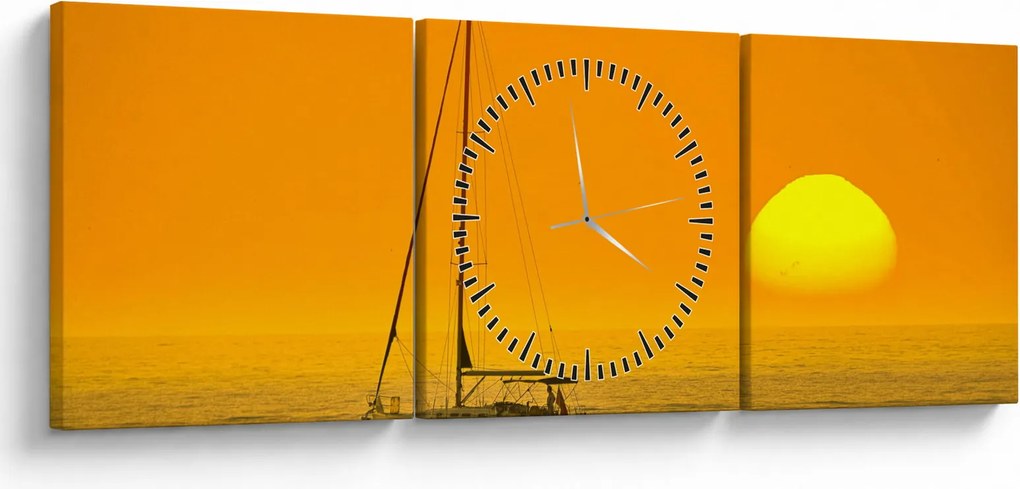 Kép - Csónak a tenger közepén (órával) (90x30 cm)
