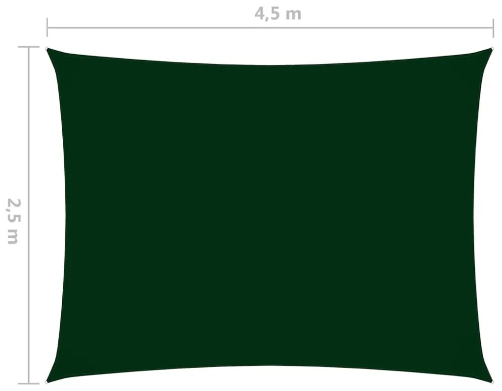 sötétzöld téglalap alakú oxford-szövet napvitorla 2,5 x 4,5 m