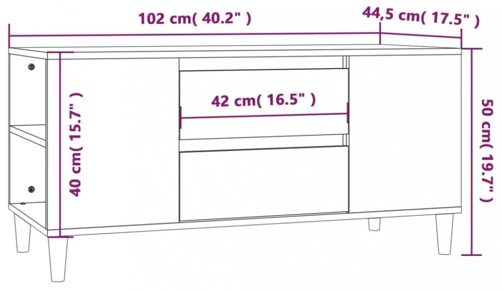 barna tölgy színű szerelt fa TV-szekrény 102x44,5x50 cm