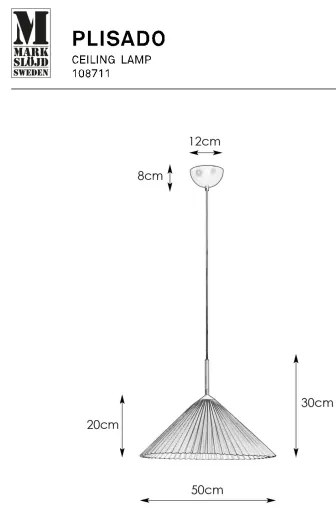 Markslöjd 108711 - Csillár zsinóron PLISADO 1xE27/40W/230V átm. 50 cm fehér