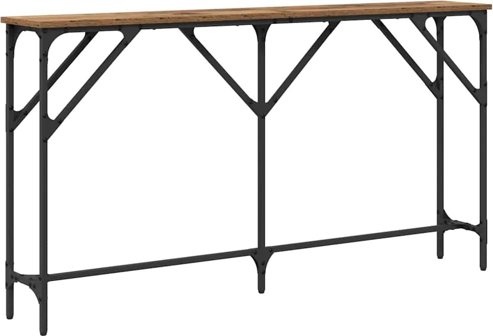 vidaXL Konzolasztal Öreg fa 140 x 23 x 75 cm Műgyantás fa és fém