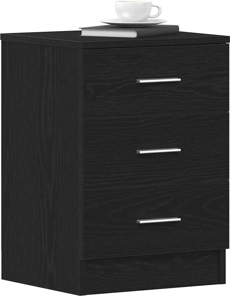 vidaXL 2 db fekete tölgyszínű szerelt fa éjjeliszekrény 38x35x55 cm