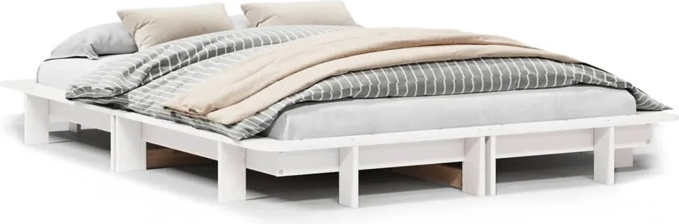 vidaXL fehér tömör fenyőfa ágy matrac nélkül 140x190 cm