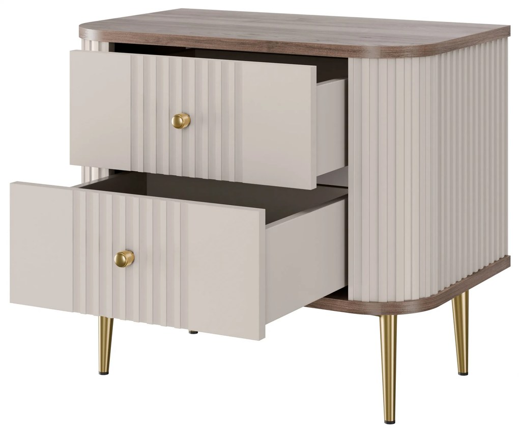 Vesper éjjeliszekrény szett 56 cm - kasmír / dió / arany lábak