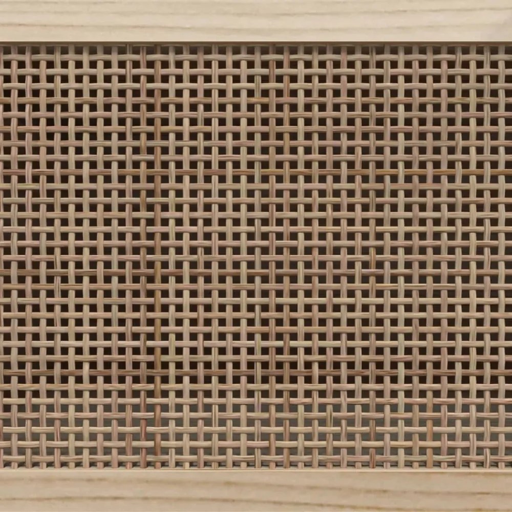 barna tömör fenyő és természetes rattan TV-szekrény 80x30x40 cm