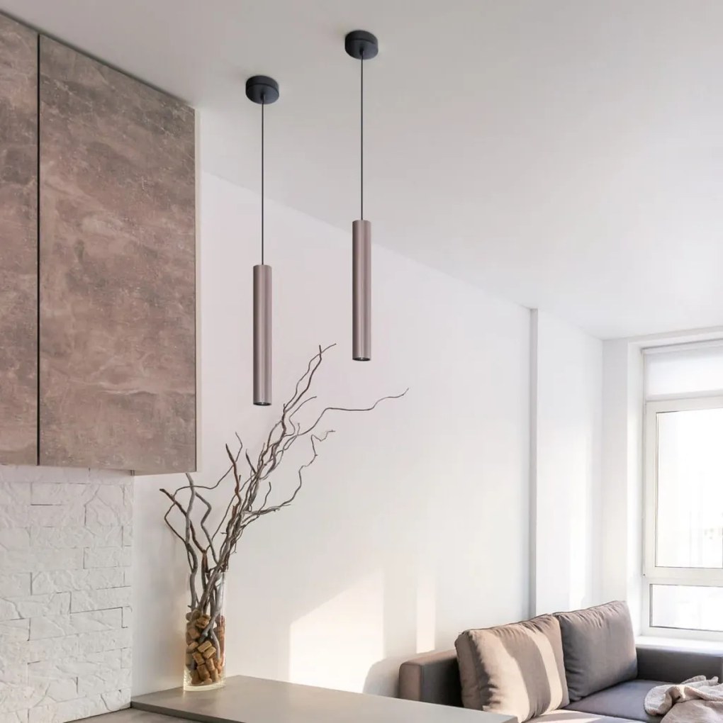 POLUX 326133 LUNGOMARE Hengeres Függesztett Lámpa Fekete, Szürke GU10 IP20