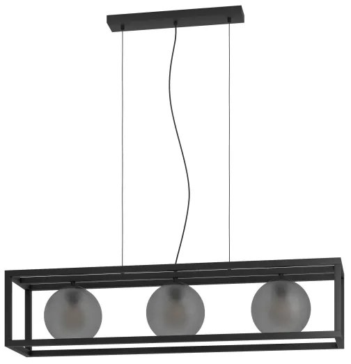 Eglo 390215 - Csillár zsinóron ARANGONA 3xE27/40W/230V füstös/fekete