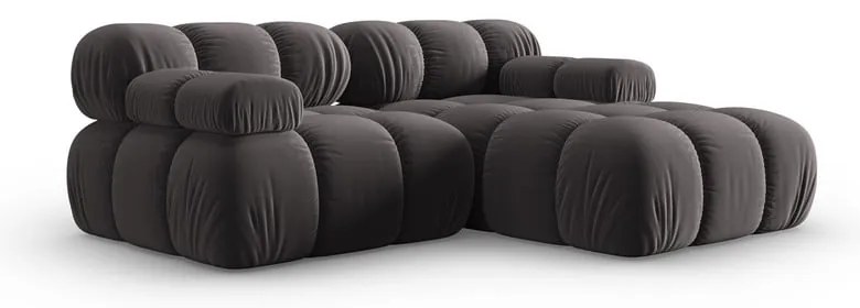 Sötétszürke bársony sarokkanapé (jobb oldali) Bellis – Micadoni Home