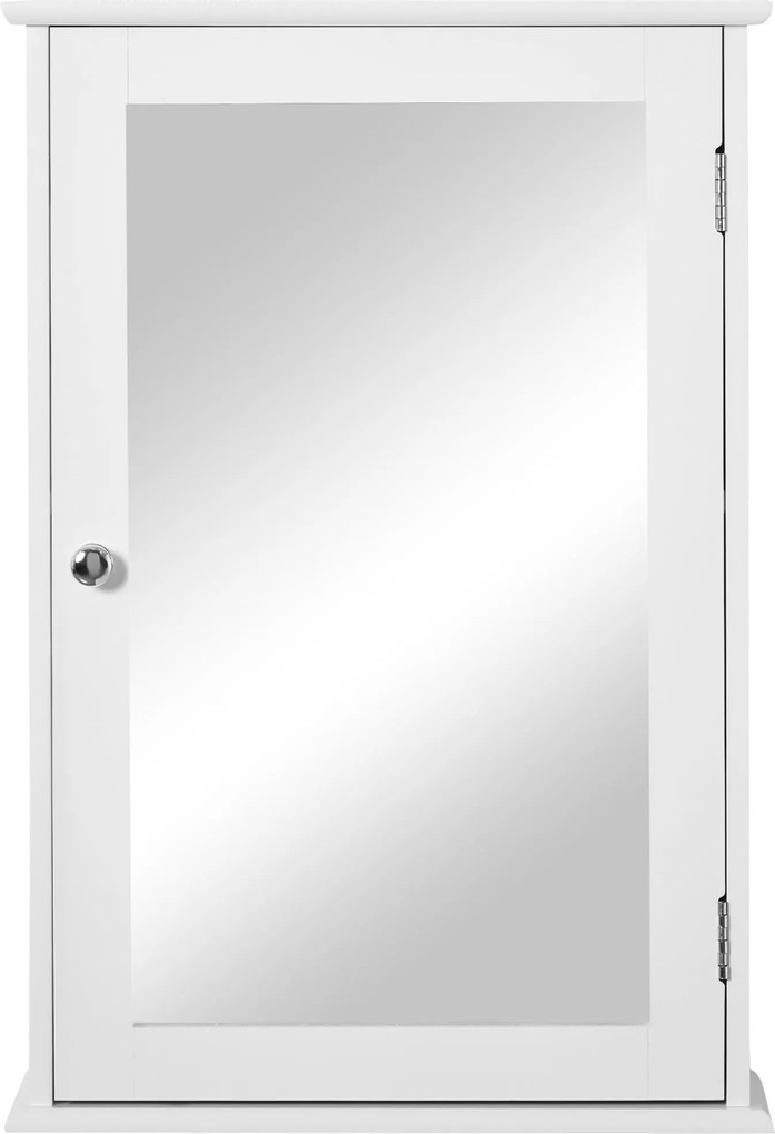 Kleankin Fürdőszobai Szekrény Tükörrel - Modern Fürdőszobai Bútor 41x14x60 cm Fehér | Aosom