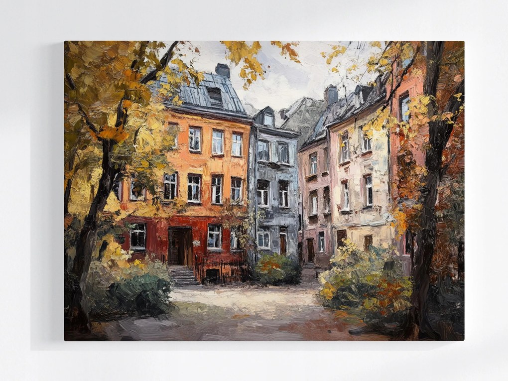 Poszter Város Bérházak Házak Udvar Ősz Kilátás 100x75