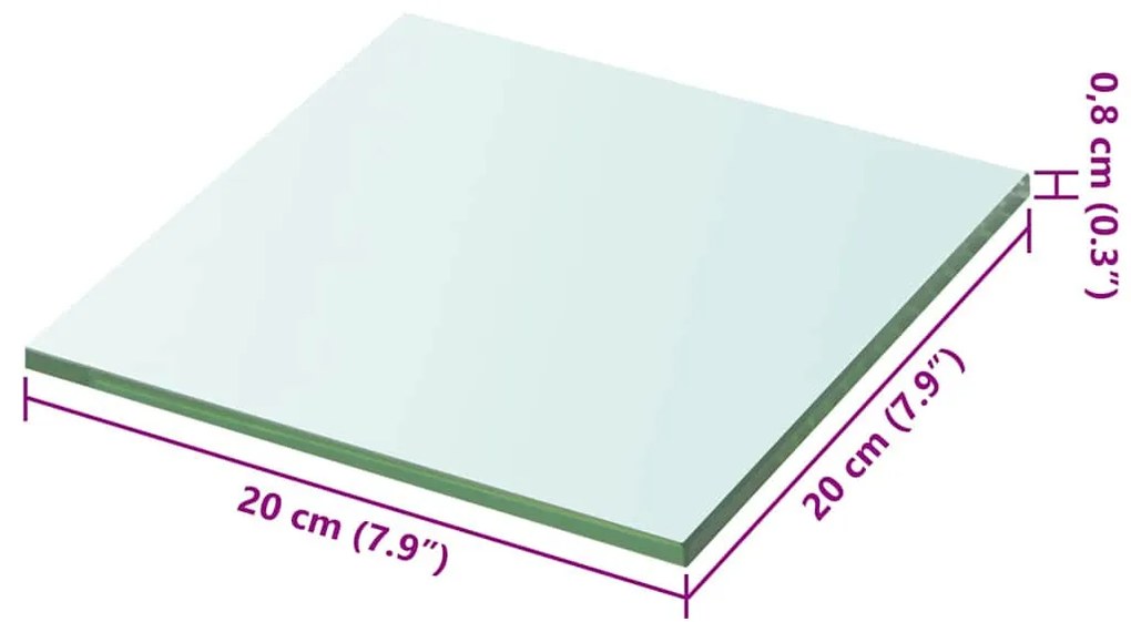 2 db átlátszó üveg paneles polc 20 x 20 cm