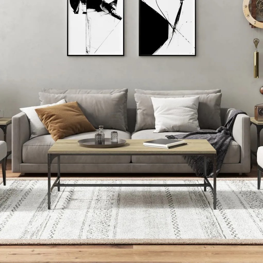 Sonoma tölgy színű szerelt fa dohányzóasztal 100x50x35 cm