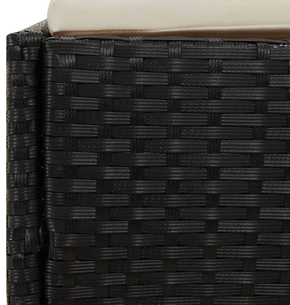fekete polyrattan napágy összecsukható tetővel 200x114x128 cm