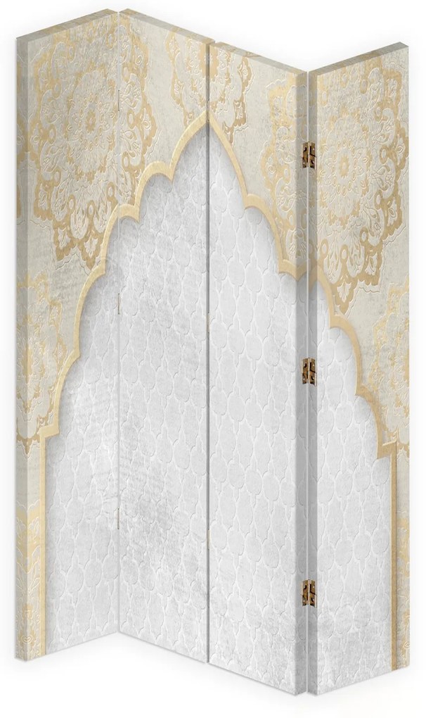 Gario Paraván Keleti mintás, arany színben Méret: 145 x 170 cm, Kivitelezés: Forgó paraván 360°