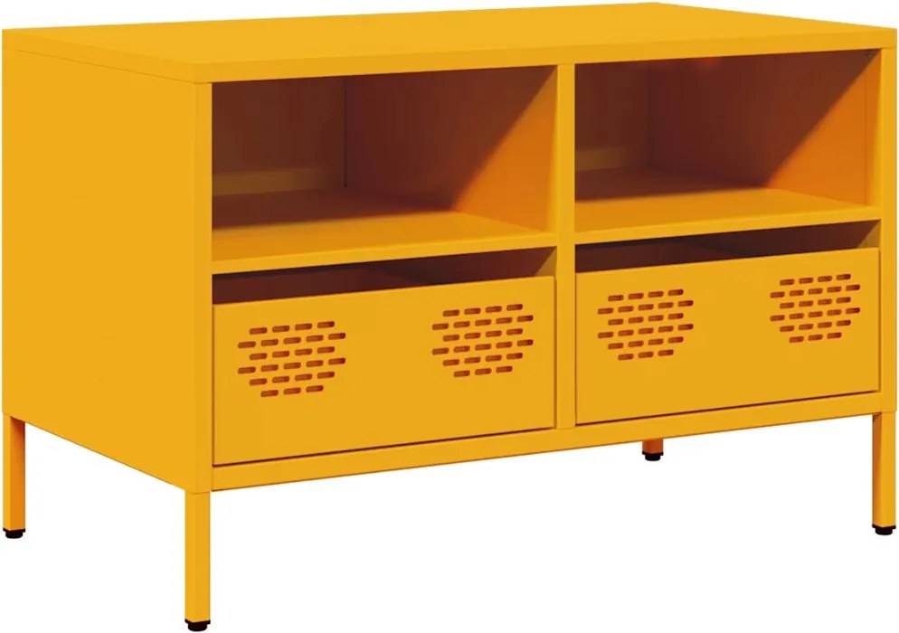 vidaXL mustársárga hidegen hengerelt acél TV-szekrény 68x39x43,5 cm