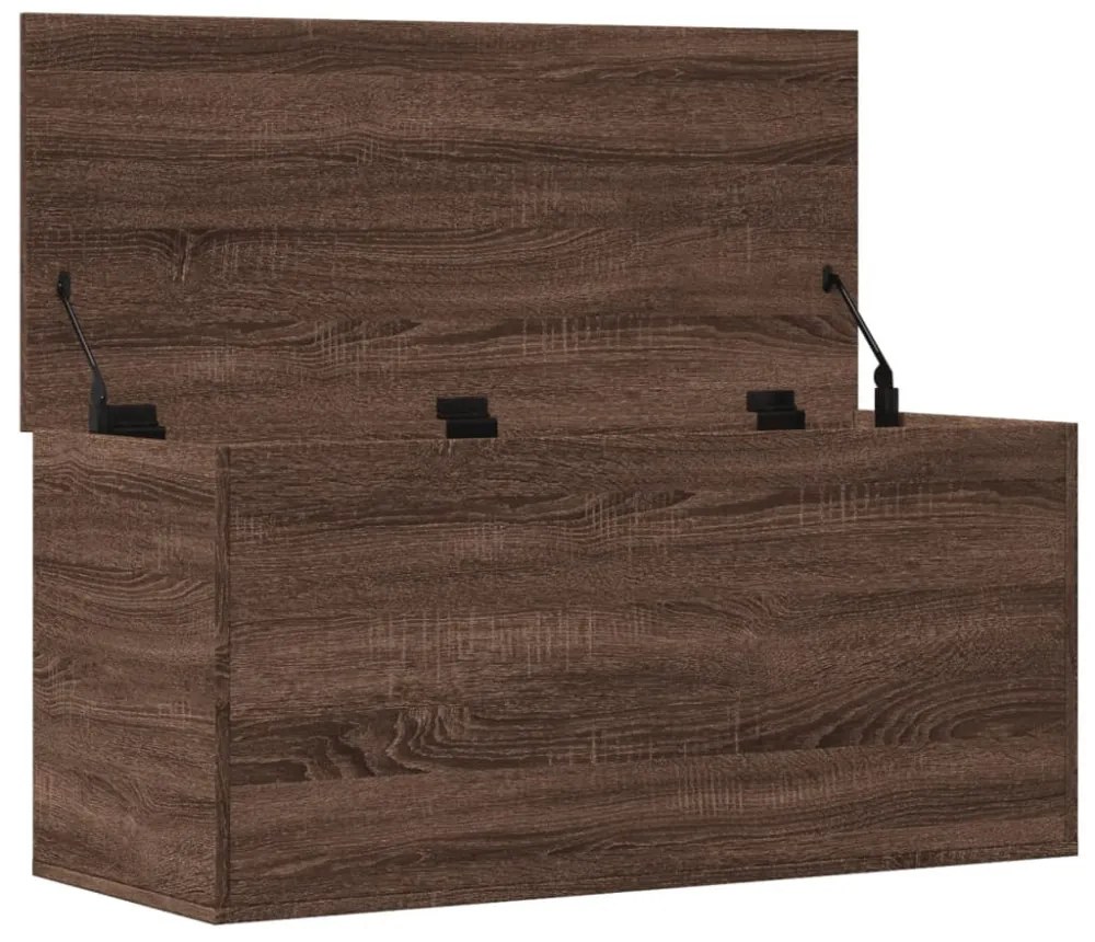 barna tölgy színű szerelt fa tárolóláda 100x42x46 cm