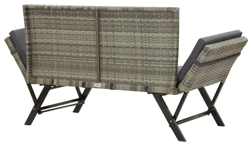 szürke polyrattan kerti pad párnával 176 cm