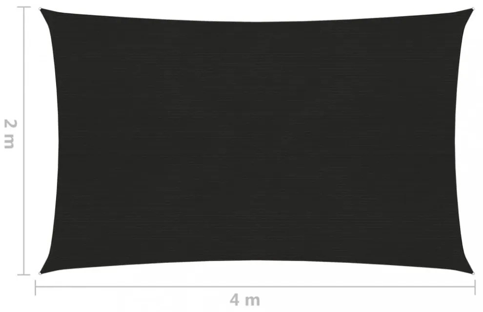 fekete HDPE napvitorla 160 g/m² 2 x 4 m