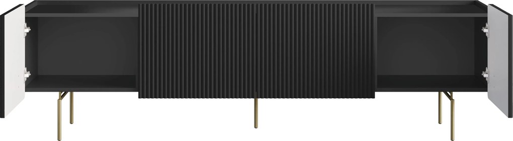 Malmi TV szekrény 200 cm - fekete matt / arany lábak