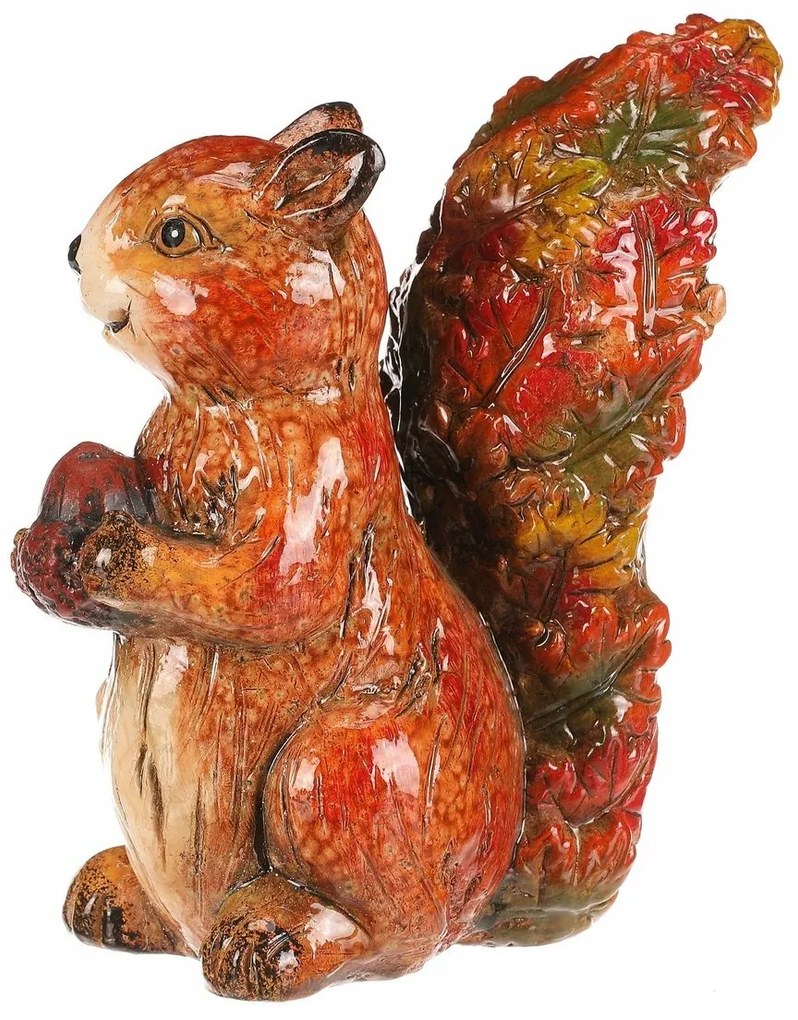 Őszi dekoráció Mókus dióval, 12 x 7 x 13 cm,kerámia