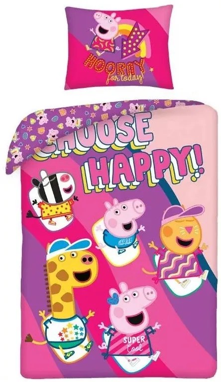 Peppa malac ágyneműhuzat choose happy 140×200cm 70×90cm