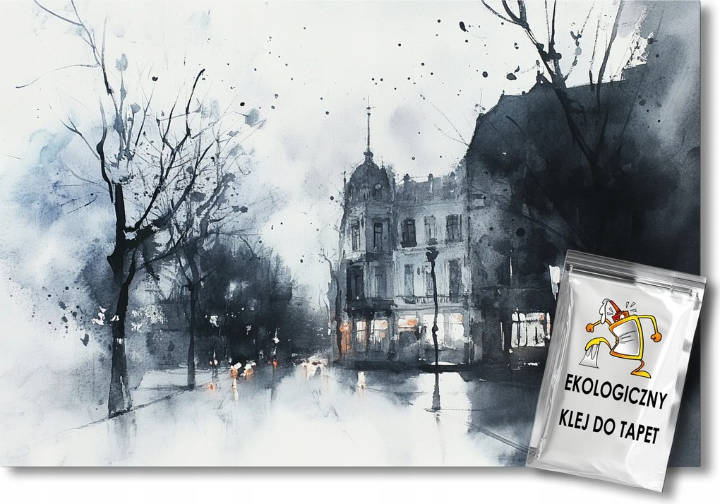 Fotótapéta Flizelina Város Utca Bérház Este Eső 200x140 ragasztó