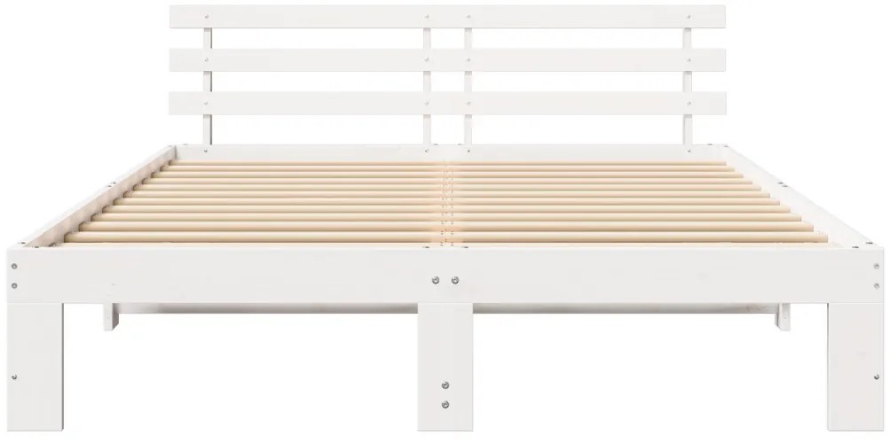Fehér Fa Ágykeret Fehér Fa 150 x 200 cm Tartós Fehér Ágykeret