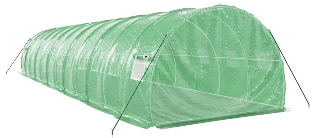 zöld acélvázas melegház 36 m² 12 x 3 x 2 m