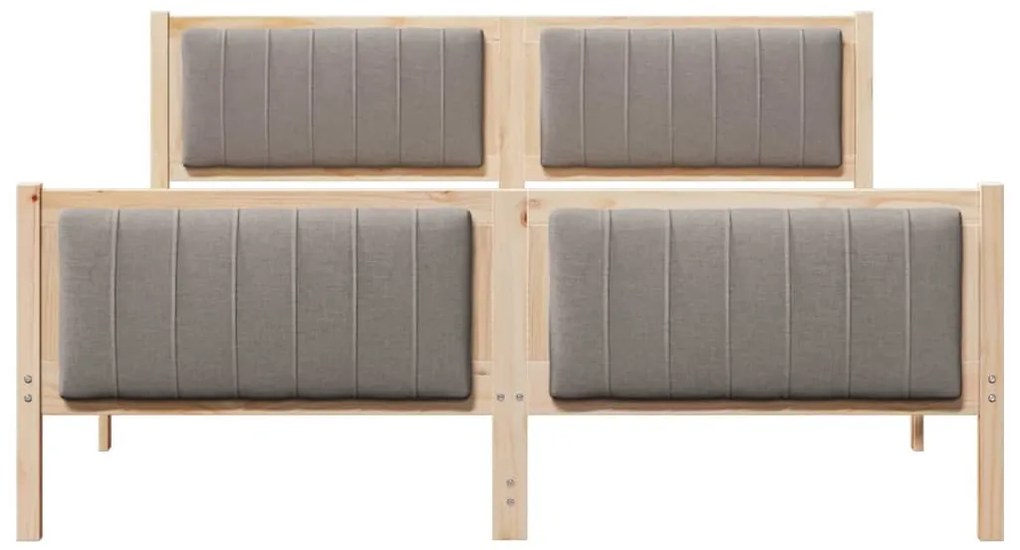 Ágykeret fejtámlával Barna és taupe 150 x 200 cm Tömör fenyőfa