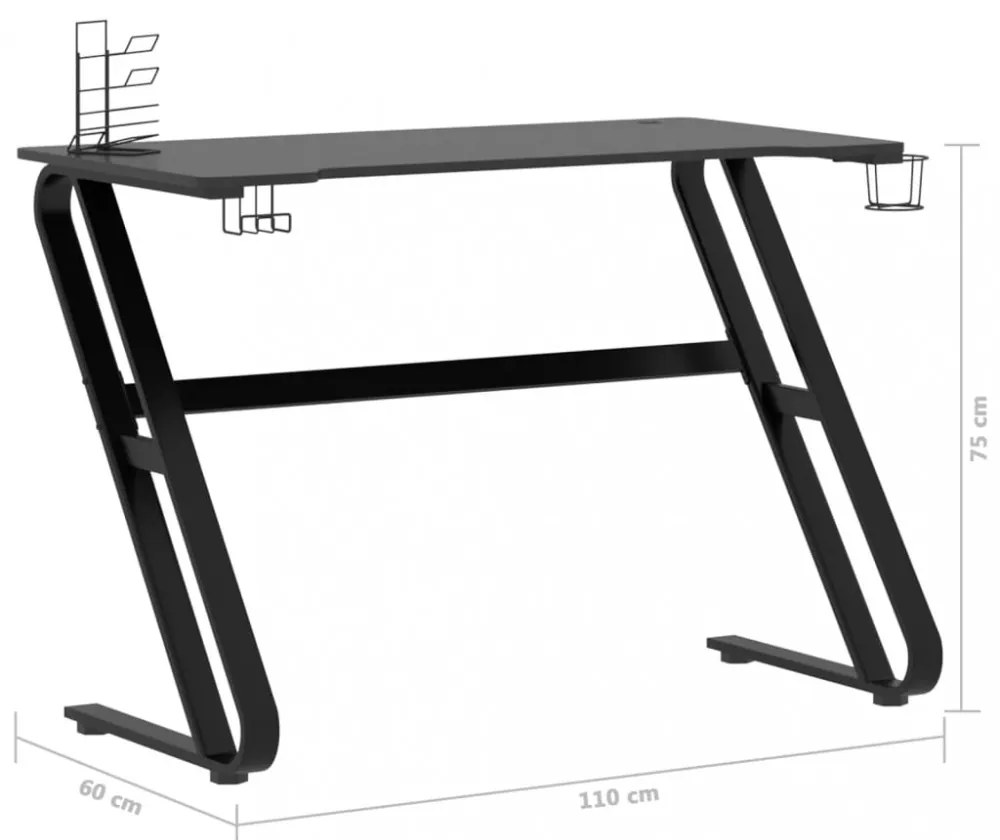 fekete ZZ-lábú gamer asztal 110 x 60 x 75 cm