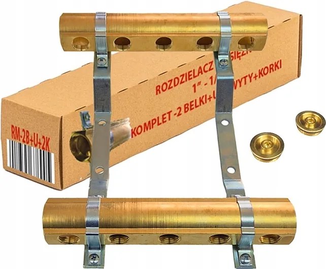 5 Áramkörös Sárgaréz Elosztó Központi Fűtési Radiátorokhoz 1"