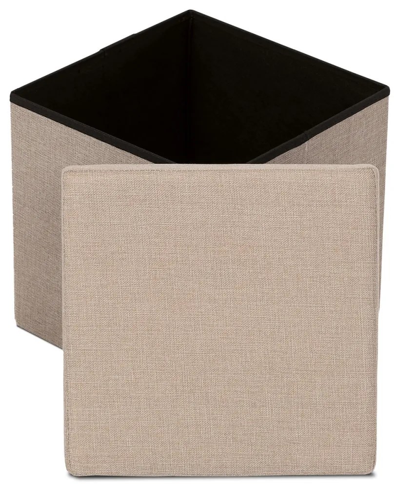 Taburet Cu Depozitare Material Textil Crem. TAB-461