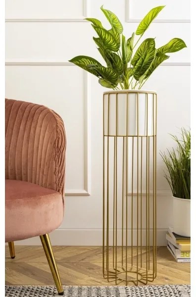 Fém virágcserép LOFT 70x20 cm arany/fehér