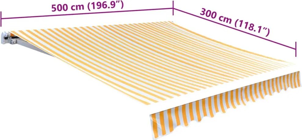 Narancssárga-fehér vászon napellenző tető 5 x 3 m